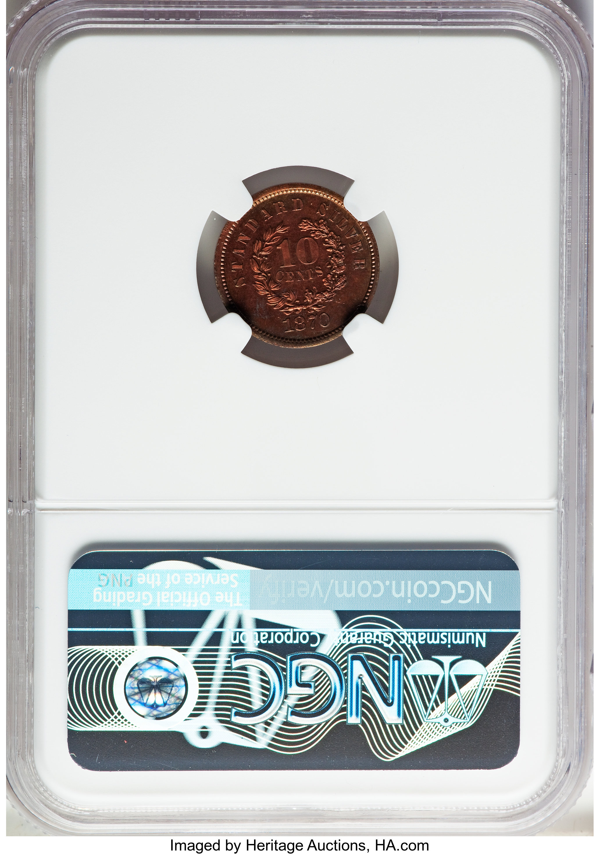 image for: 1870 10C Standard Silver Ten Cents, Judd-870, Pollock-966, High R.7, PR65 Brown NGC....
