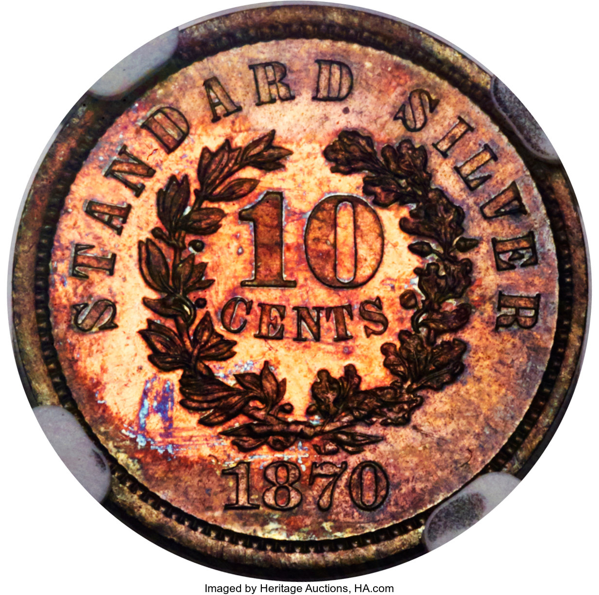 image for: 1870 10C Standard Silver Ten Cents, Judd-870, Pollock-966, High R.7, PR65 Brown NGC....