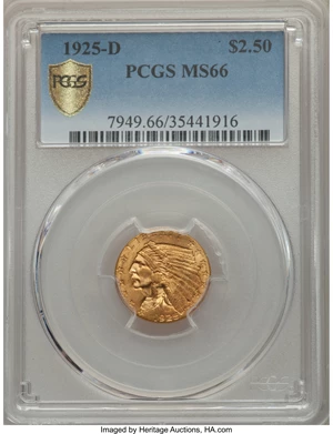 image for: 1925-D $2 1/2 MS66 PCGS Secure....