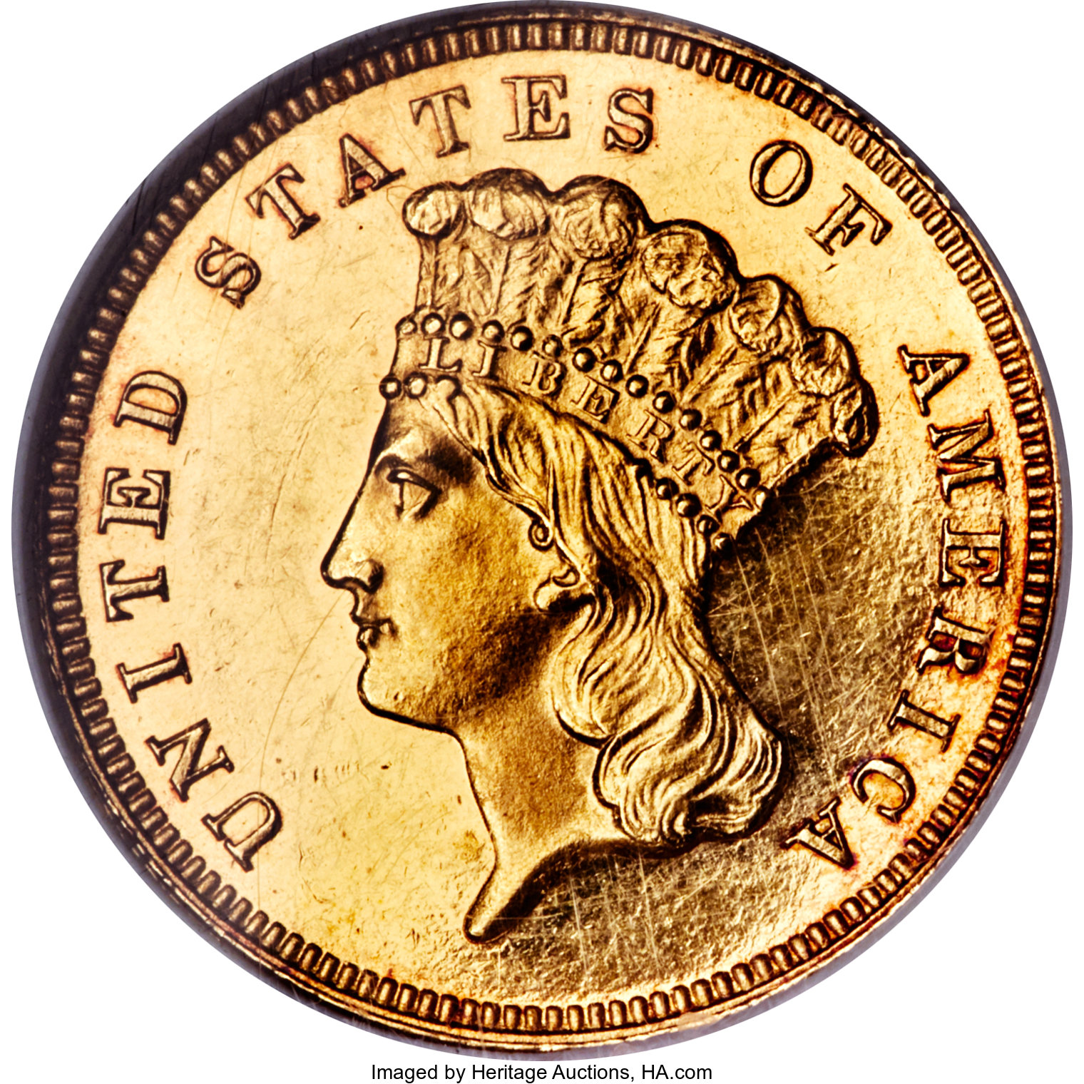 image for: 1886 $3 PR63 Cameo NGC. CAC....