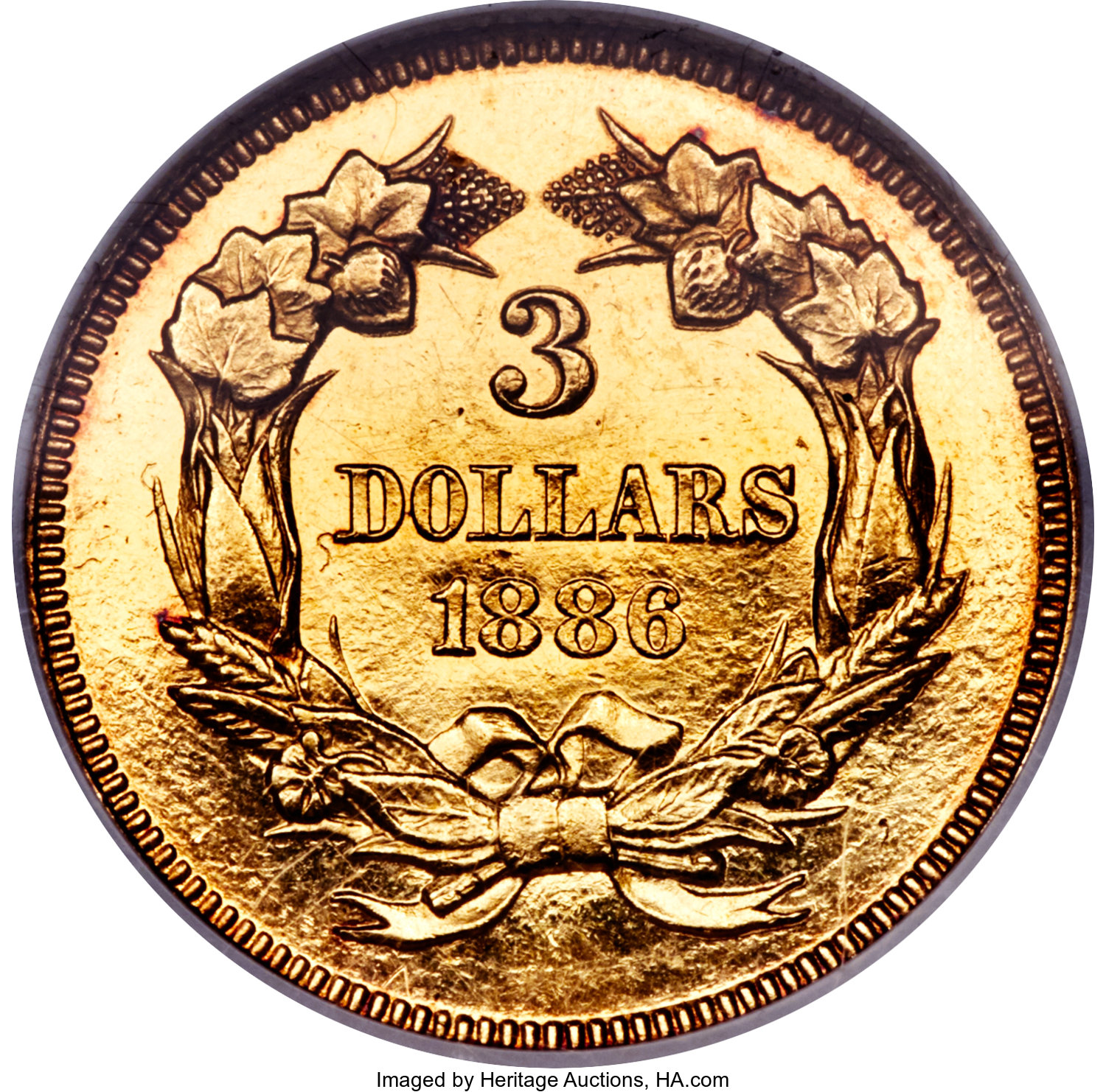 image for: 1886 $3 PR63 Cameo NGC. CAC....