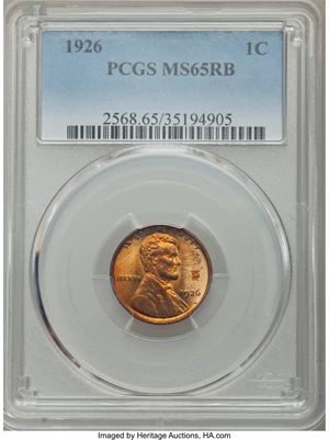 image for: 1926 1C MS65 Red and Brown PCGS. This lot will also include a: 1943 1C MS66 PCGS Secure.... (Total: 2 coins)
