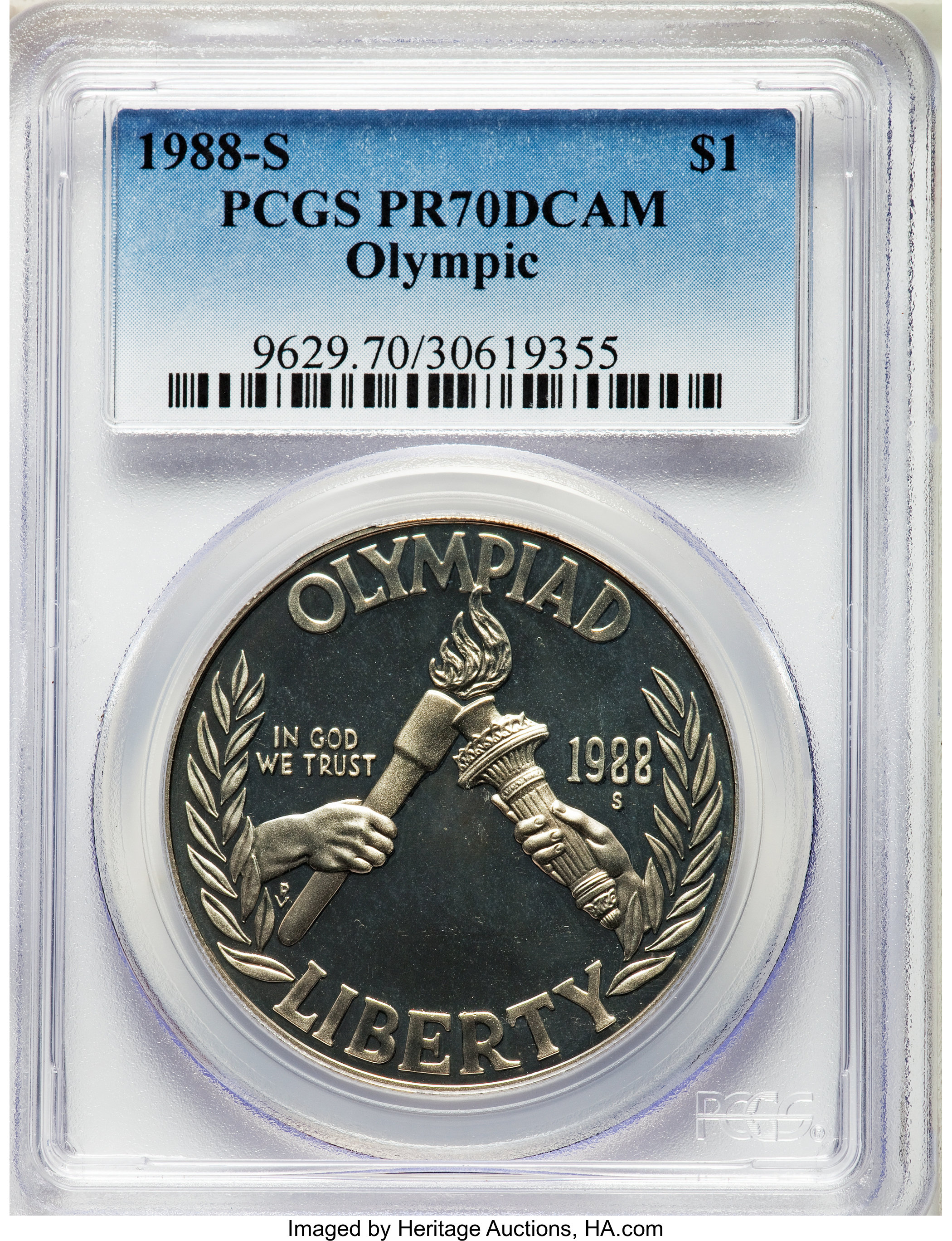 1988-S $1 Olympic PR70 Deep Cameo PCGS. PCGS Population: (361). NGC Census: (146). CDN: $75 Whsle. Bid for problem-free NGC...