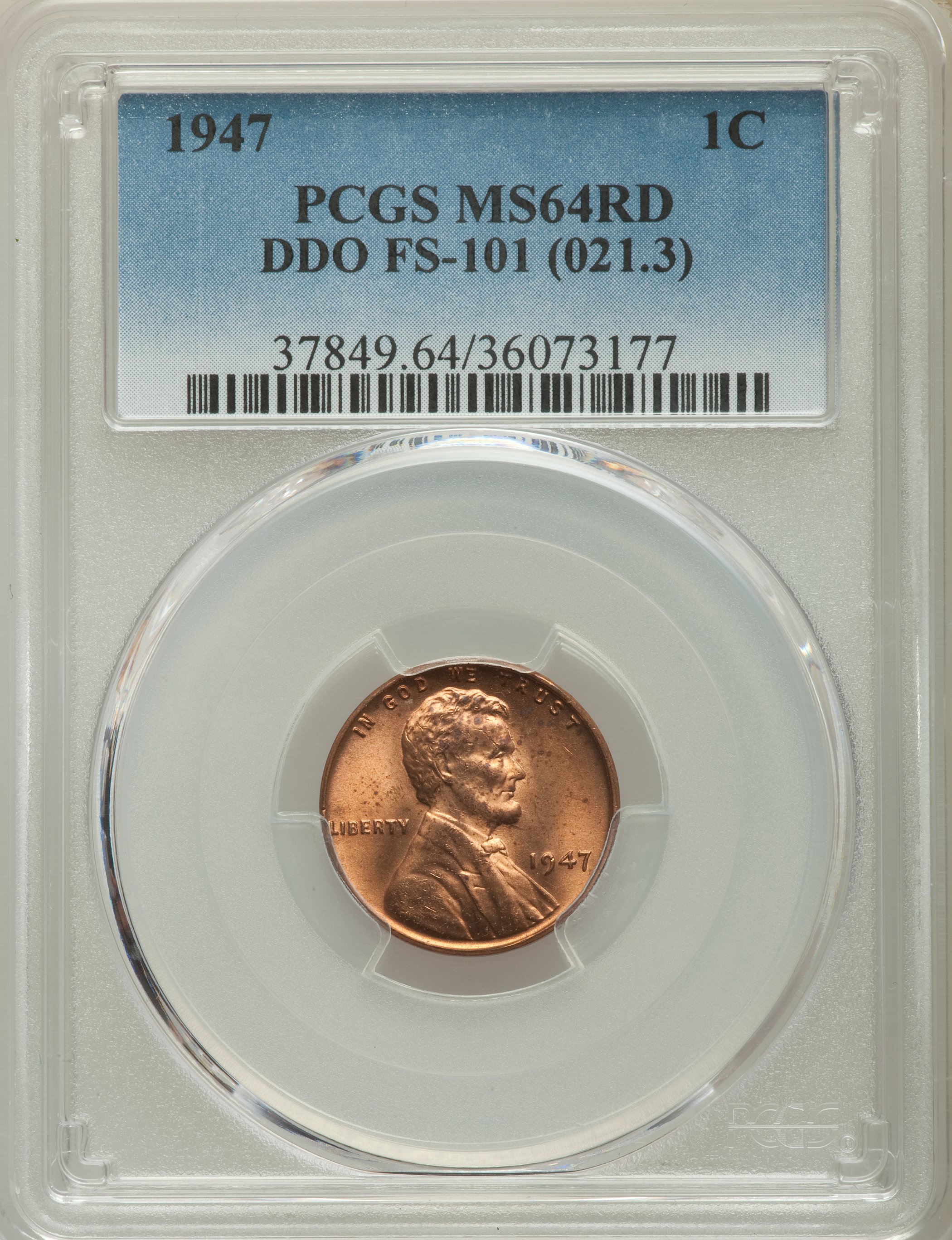 1947 1C Doubled Die Obverse, FS-101, MS64 Red PCGS. (FS-021.3). PCGS Population: (14/11). NGC Census: (6/8). Mintage 190,5...