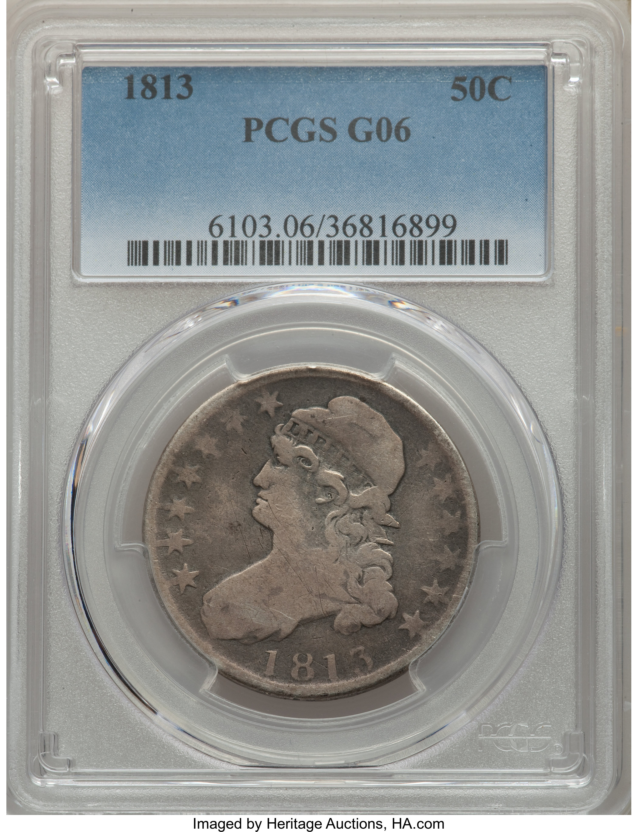 1813 50C Good 6 PCGS. NGC Census: (3/460). PCGS Population: (6/1018). Mintage 1,241,903....