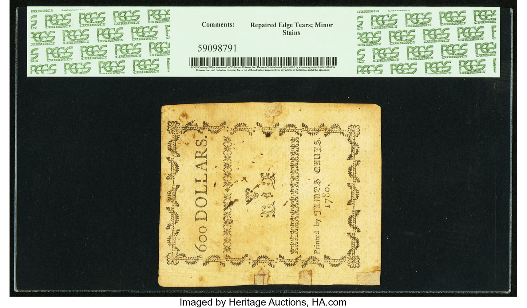 image for: North Carolina May 10, 1780 $600 Fr. NC-199. PCGS Extremely Fine 45 Apparent....