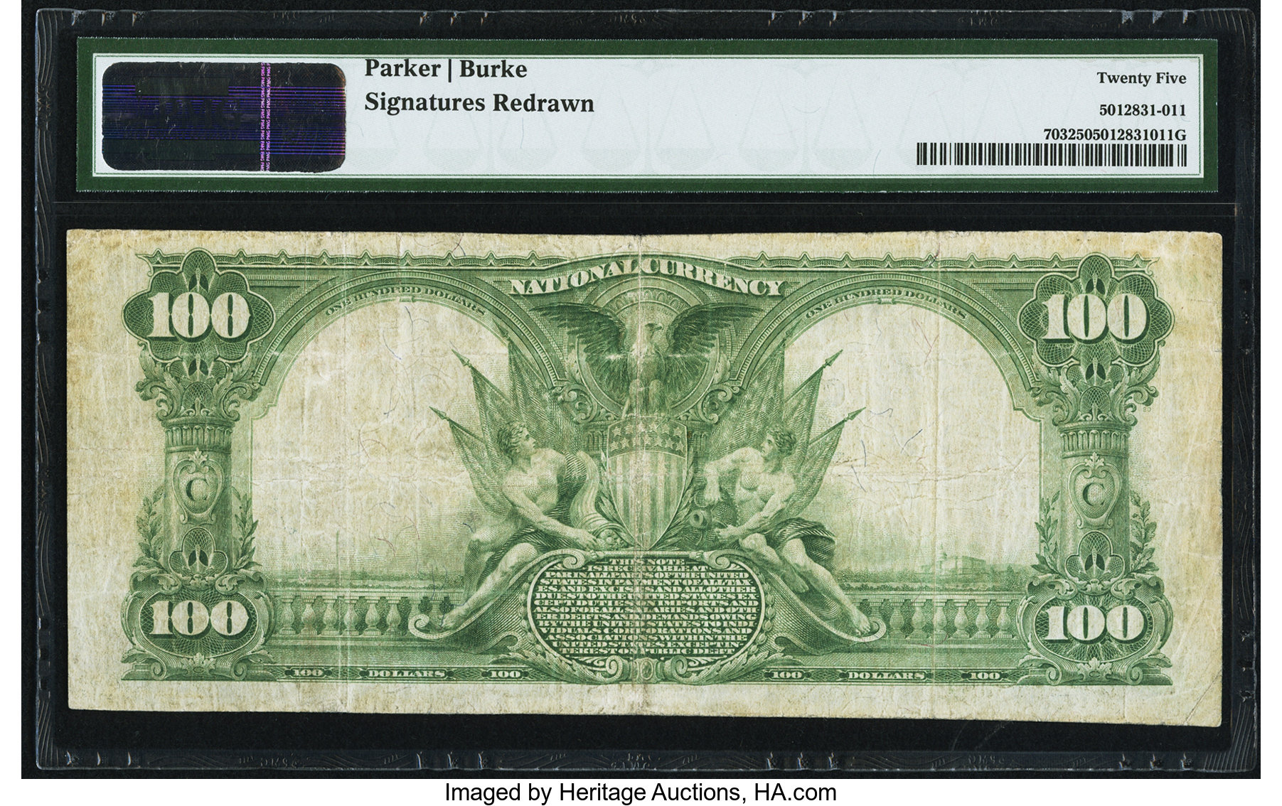 image for: San Jose, CA - $100 1902 Plain Back Fr. 703 The First NB Ch. # 2158 PMG Very Fine 25....