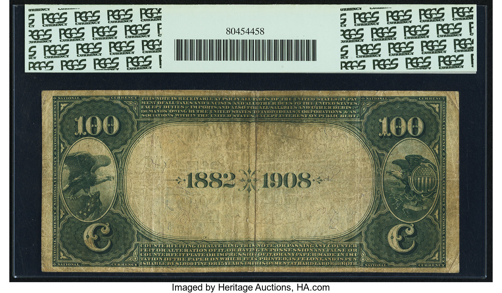 image for: Belleville, IL - $100 1882 Date Back Fr. 568 The First NB Ch. # (M)2154 PCGS Fine 15....