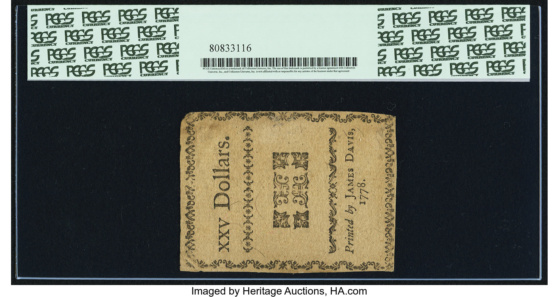 image for: North Carolina August 8, 1778 $25 Sic Transit Gloria Mundi PCGS Extremely Fine 40....