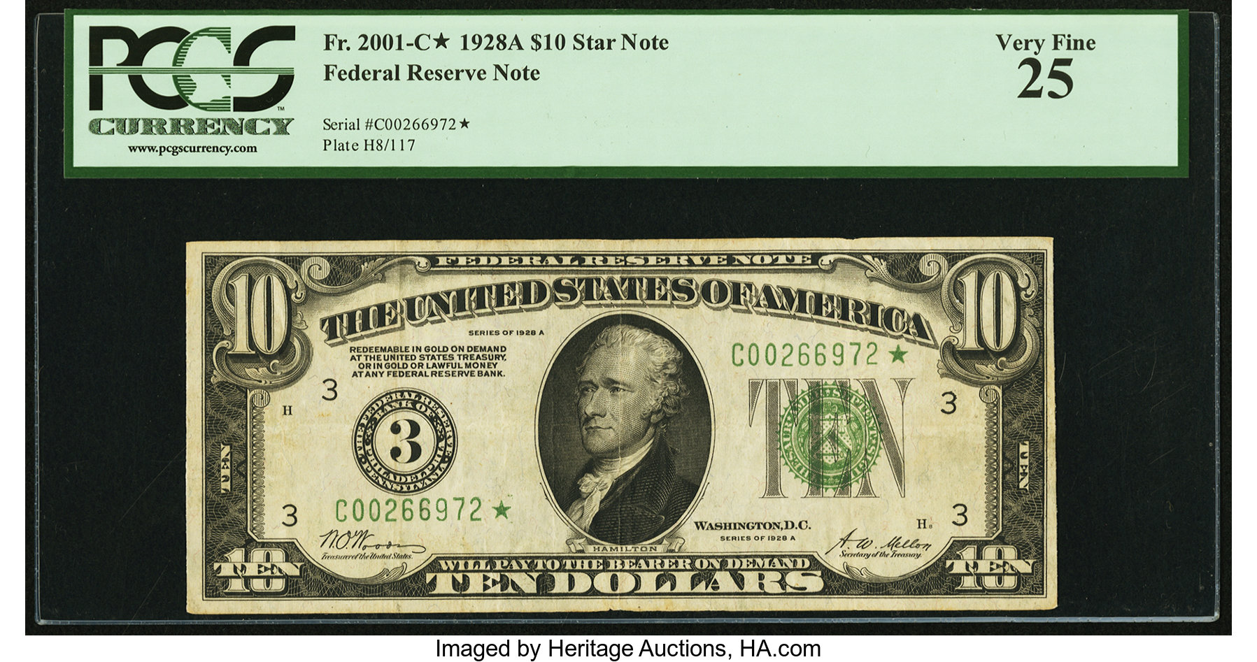 image for: Fr. 2001-C* $10 1928A Federal Reserve Note. PCGS Very Fine 25....