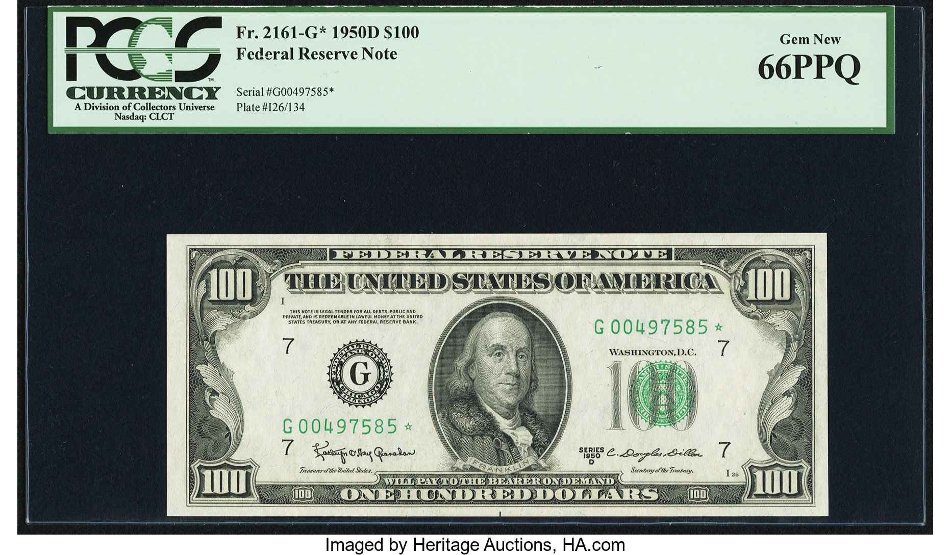 1950D $100 Replacement, Chicago (Fr. 2161G*)