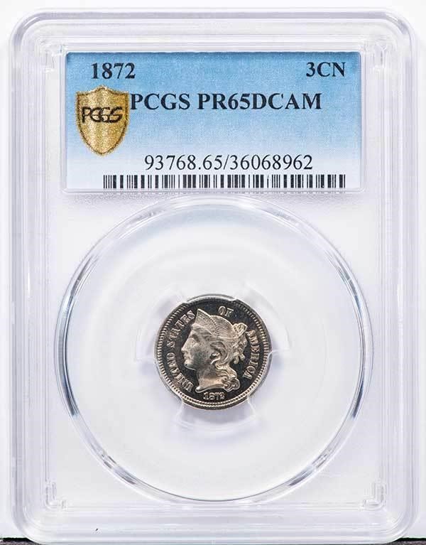 image for: 3CN 1872 PCGS PR65 DCAM