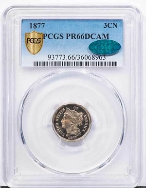 image for: 3CN 1877 PCGS PR66 DCAM CAC