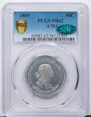 image for: 50C 1869 J-753. PCGS PR62 CAC