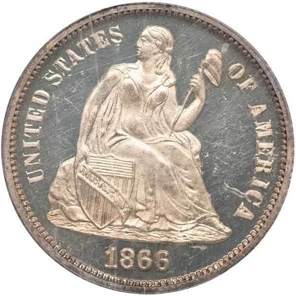 image for: 10C 1866 PCGS PR64 DCAM CAC
