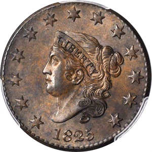 image for: 1825 Matron Head Cent. N-3. Rarity-3. MS-64 BN (PCGS).