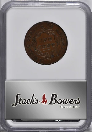 image for: 1829 Matron Head Cent. N-2. Rarity-2. Large Letters. MS-62 BN (NGC).