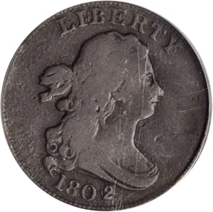 image for: 1802/0 Draped Bust Half Cent. C-2. Rarity-3. Second Reverse (a.k.a. Reverse of 1802). VG-10 (PCGS).