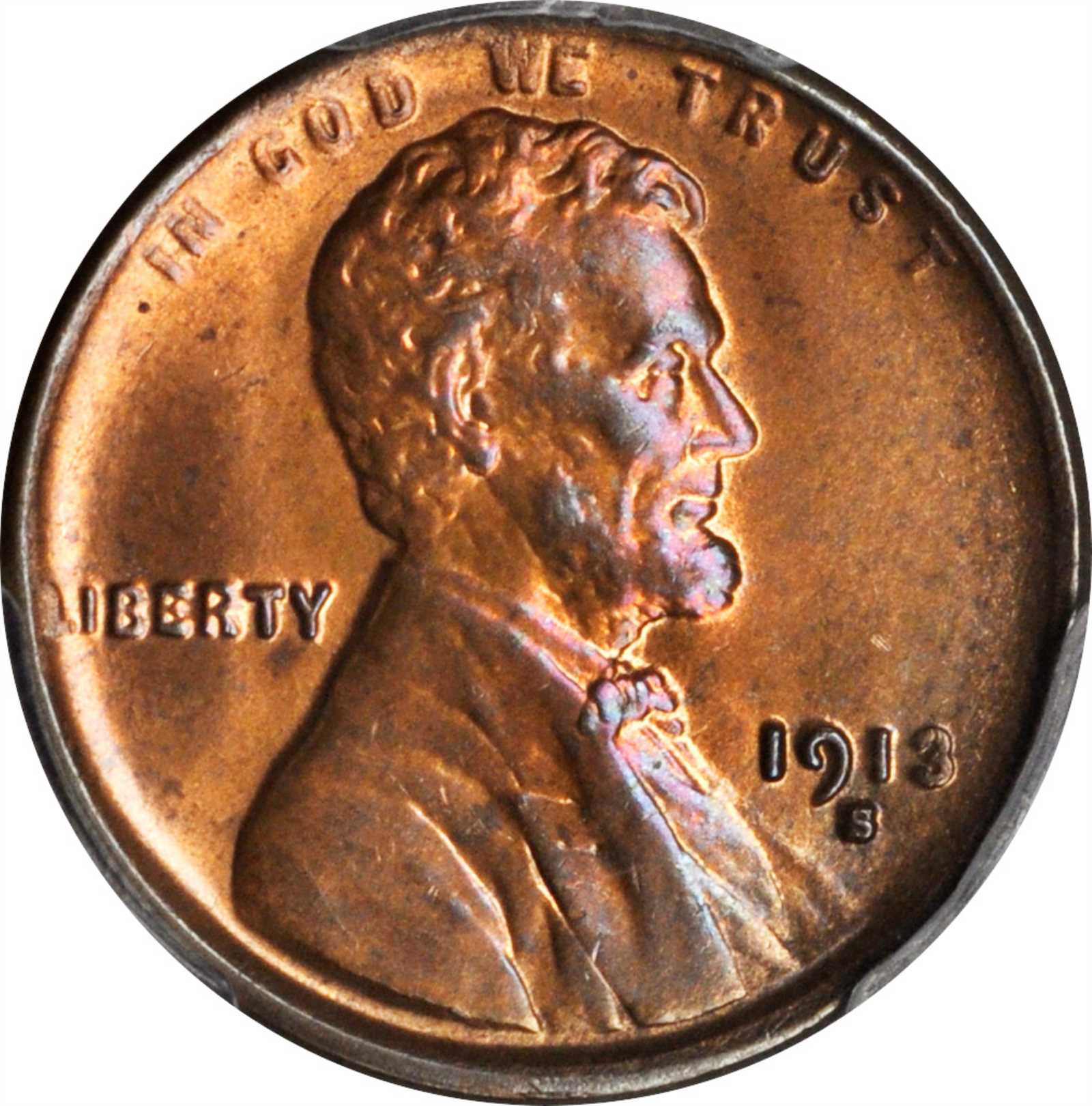 image for: 1913-S Lincoln Cent. MS-65+ RB (PCGS). CAC.