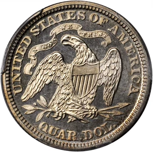 image for: 1873 Liberty Seated Quarter. Arrows. Proof-63 (PCGS).