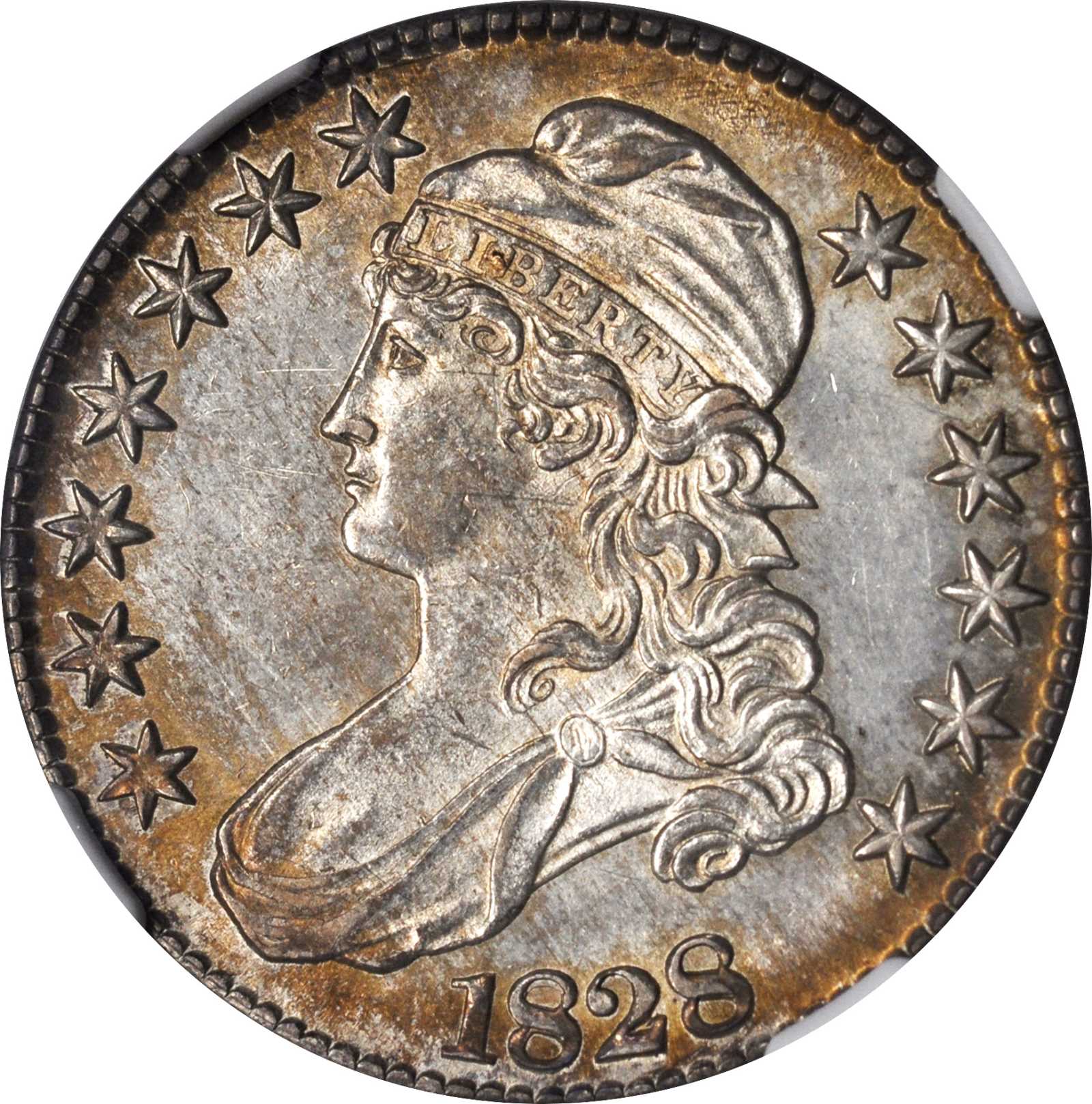 image for: 1828 Capped Bust Half Dollar. O-109. Rarity-3. Square Base 2, Large 8s. MS-62 (NGC).