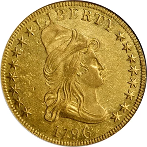 image for: 1796 Capped Bust Right Eagle. BD-1, Taraszka-6, the only known dies. Rarity-4. AU-55 (NGC).