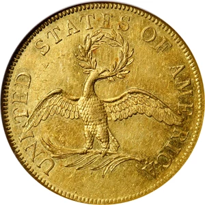 image for: 1796 Capped Bust Right Eagle. BD-1, Taraszka-6, the only known dies. Rarity-4. AU-55 (NGC).