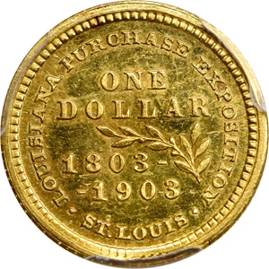image for: 1903 Louisiana Purchase Exposition Gold Dollar. McKinley Portrait. Proof-63 (PCGS). CAC.