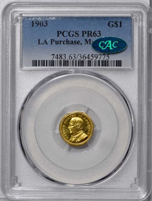 image for: 1903 Louisiana Purchase Exposition Gold Dollar. McKinley Portrait. Proof-63 (PCGS). CAC.