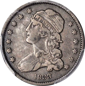 image for: 1833 Capped Bust Quarter. B-1. Rarity-2. VF-25 (PCGS).
