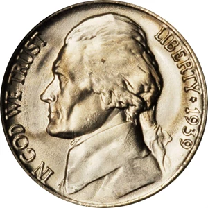 image for: 1939 Jefferson Nickel. Reverse of 1940. MS-64 (NGC). OH.