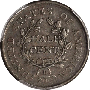 image for: 1804 Draped Bust Half Cent. C-12. Rarity-2. Crosslet 4, Stemless Wreath. EF-40 (PCGS).