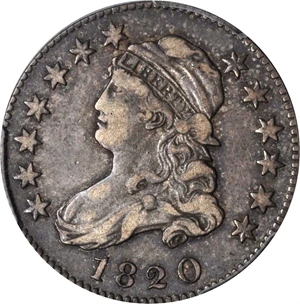 image for: 1820 Capped Bust Quarter. B-2. Rarity-2. Large 0. VF-25 (PCGS).