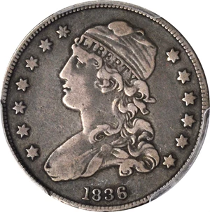 image for: 1836 Capped Bust Quarter. B-3. Rarity-1. VF-30 (PCGS).