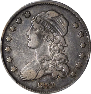image for: 1831 Capped Bust Quarter. B-5. Rarity-2. Large Letters. VF-30 (PCGS).