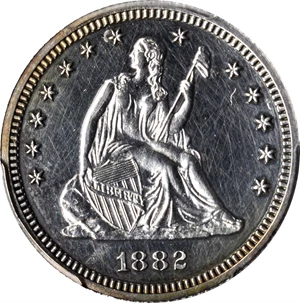 image for: 1882 Liberty Seated Quarter. Proof-62 (PCGS).