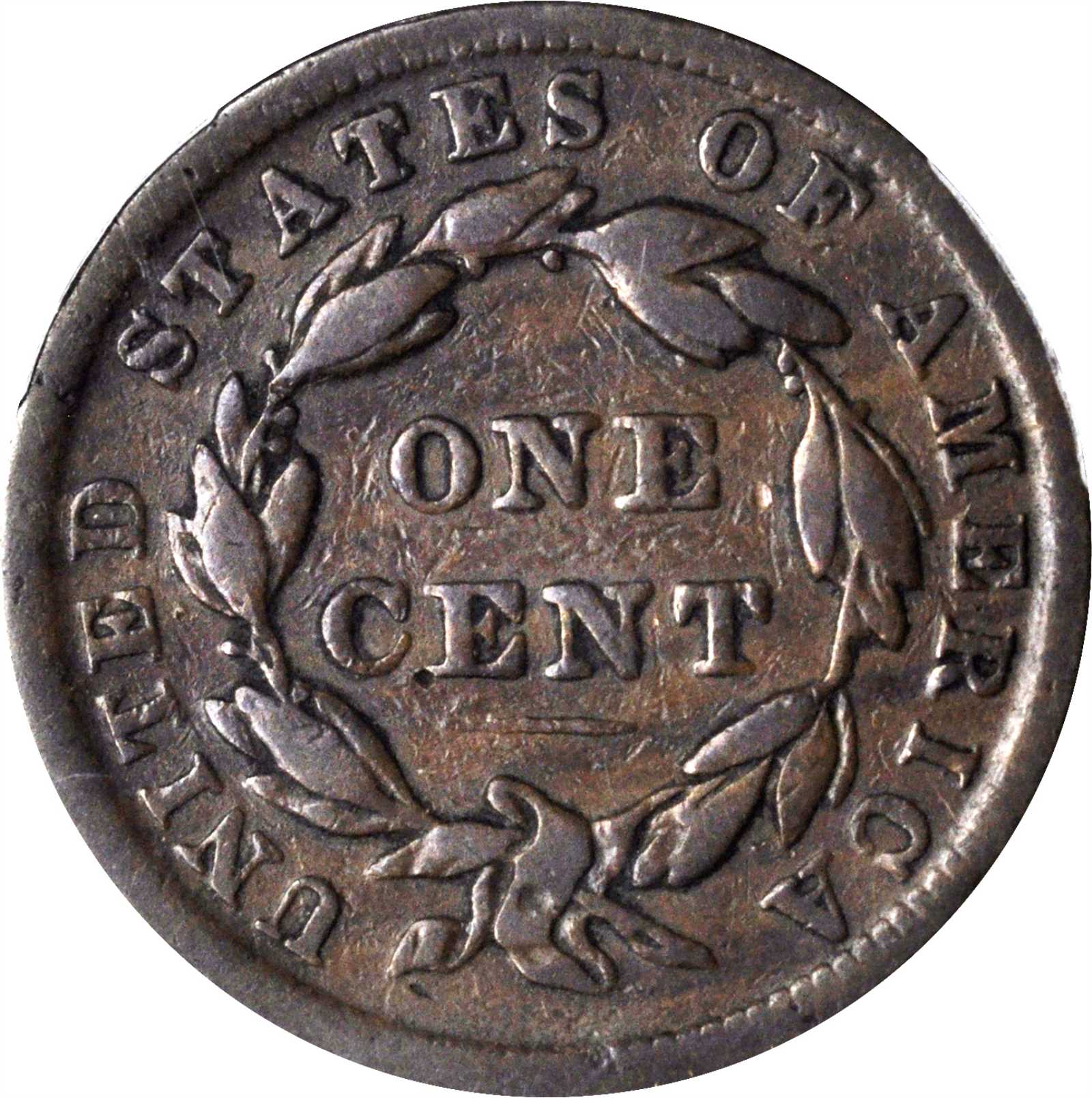 image for: 1839/6 Modified Matron Head Cent. N-1. Rarity-3. Plain Hair Cords. VG-8 BN (PCGS). CAC.