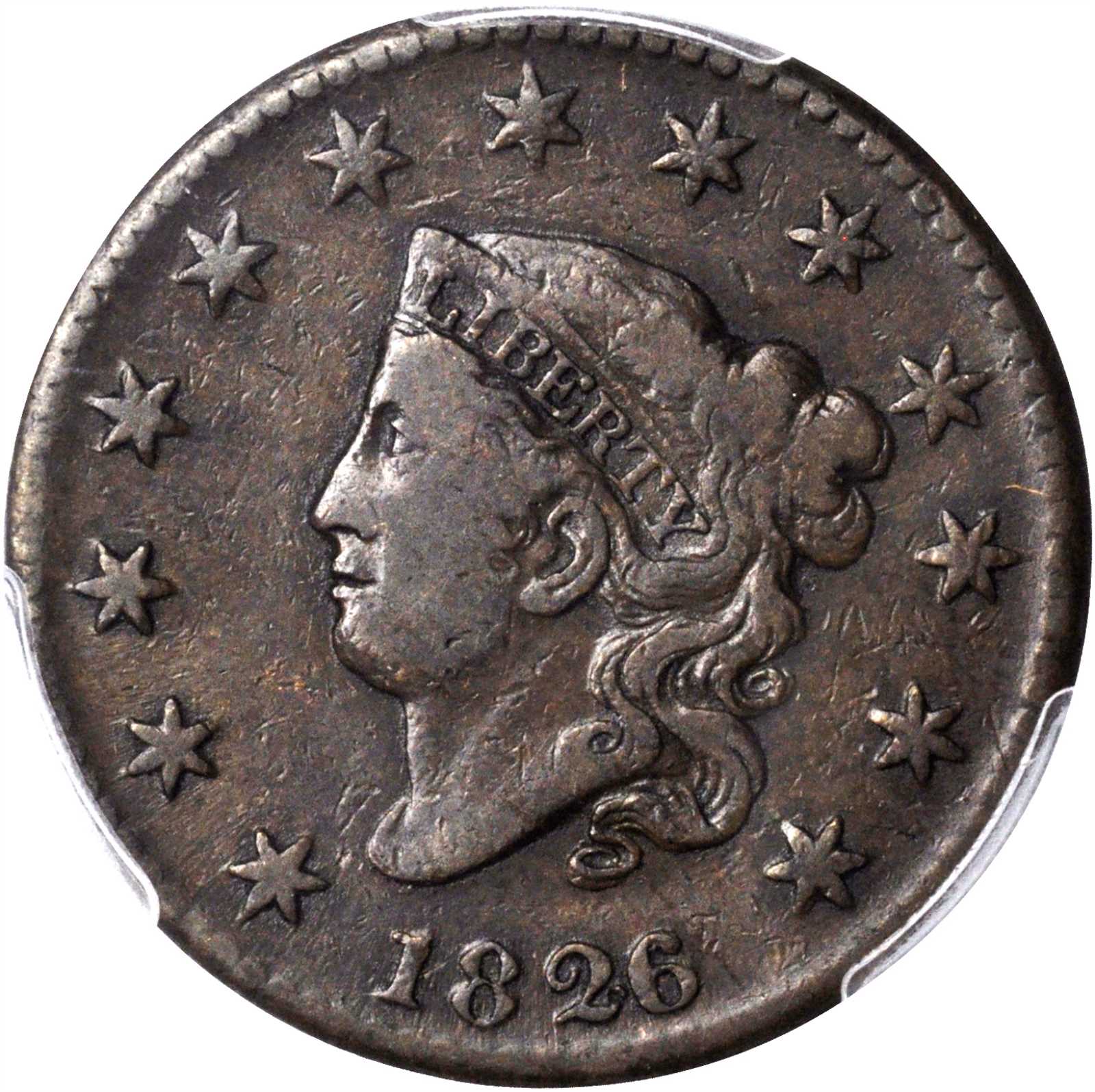 image for: 1826/5 Matron Head Cent. N-8. Rarity-2. VF-20 (PCGS).