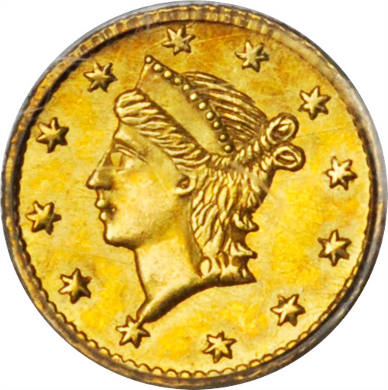 image for: Undated (1853-1854) Octagonal 25 Cents. BG-223. Rarity-4-. Liberty Head. MS-62 (PCGS). OGH.