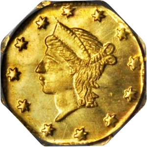 image for: 1856 Octagonal 25 Cents. BG-111. Rarity-3. Liberty Head. MS-64 (PCGS). OGH.
