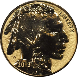 image for: 2013-W One-Ounce Gold Buffalo. Black Diamond Label. Reverse Proof-70 (PCGS).