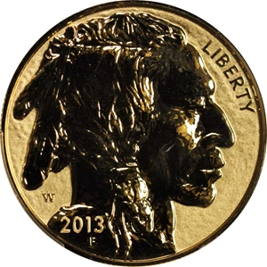 image for: 2013-W One-Ounce Gold Buffalo. Black Diamond Label. Reverse Proof-70 (PCGS).