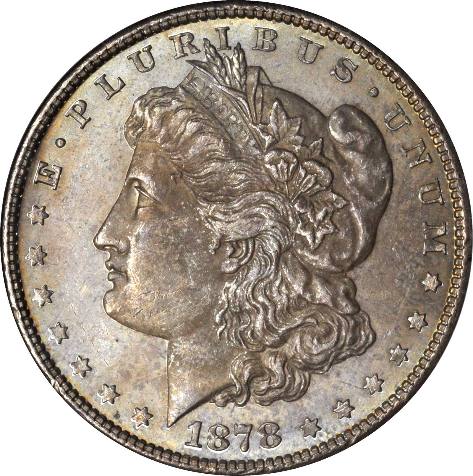 image for: 1878 Morgan Silver Dollar. 8 Tailfeathers. VAM-2. MS-62 (ANACS). OH.