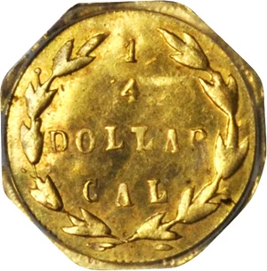 image for: 1870-G Octagonal 25 Cents. BG-763. Rarity-4-. Liberty Head. MS-61 (PCGS).