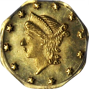 image for: 1856 Octagonal 25 Cents. BG-111. Rarity-3. Liberty Head. MS-63 (PCGS).