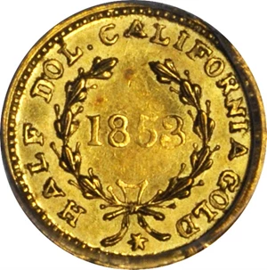 image for: 1853 Round 50 Cents. BG-430. Rarity-3. Liberty Head. AU-58 (PCGS).