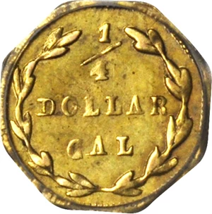 image for: 1871-G Octagonal 25 Cents. BG-765. Rarity-3. Liberty Head. AU-55 (PCGS).