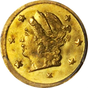 image for: 1868 Round 25 Cents. BG-806. Rarity-3. Liberty Head. MS-65 (PCGS).