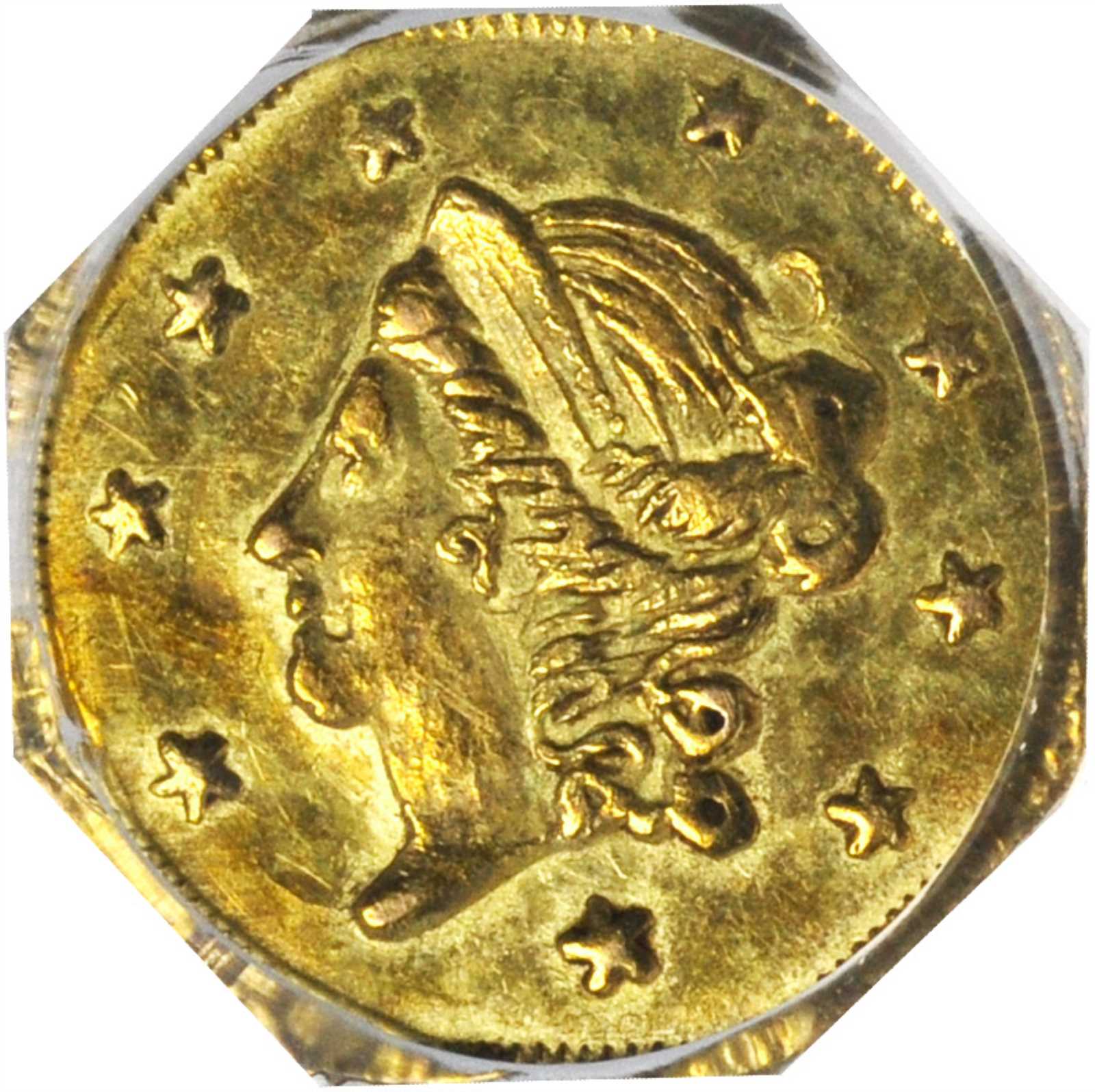 image for: 1871 Octagonal 50 Cents. BG-911. Rarity-4. Liberty Head. MS-62 (PCGS).