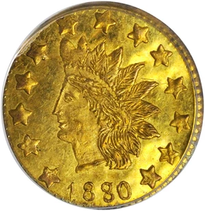 image for: 1880/70 Round 50 Cents. BG-1067. Rarity-4-. Indian Head. MS-62 (PCGS).